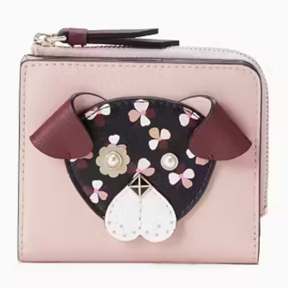 Kate Spade novelty floral pup small L zip wallet